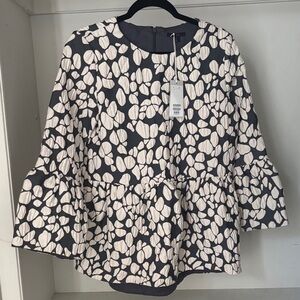 COS Black and Cream Floral Peplum Blouse